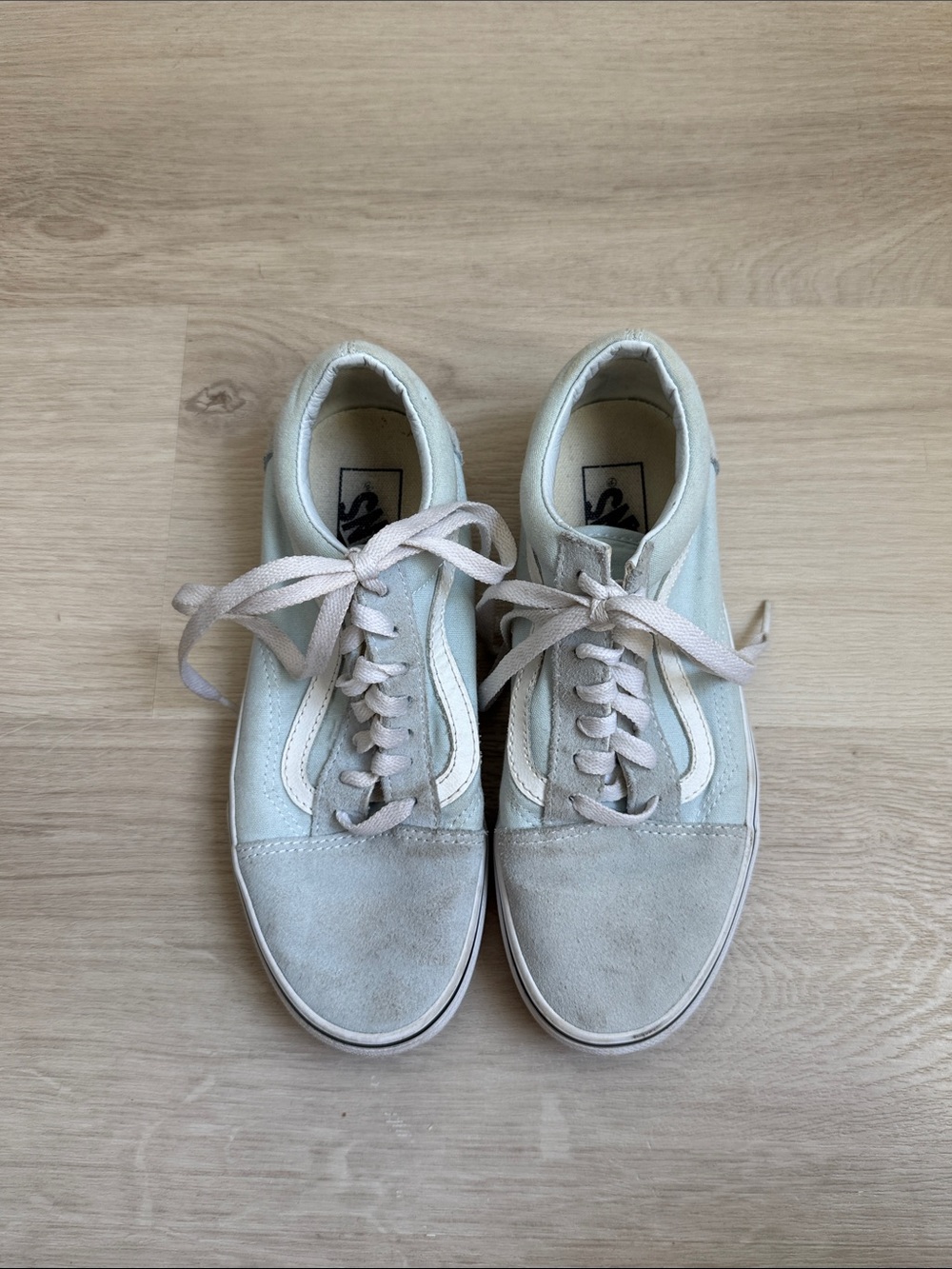Vans Old Skool Sneakers in Pale Blue and White